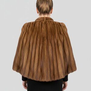 Vintage Genuine Mink Fur Cape Shawl Jacket